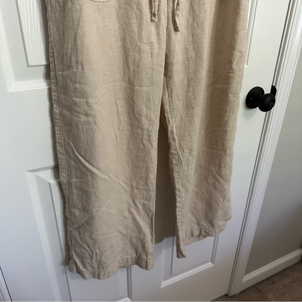 Gap Women’s Beige Linen Blend Wide Leg Cropped Pants - Size Large - Picture 5 of 8